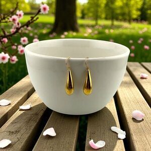 Curved Waterdrop Earrings Gold Plated